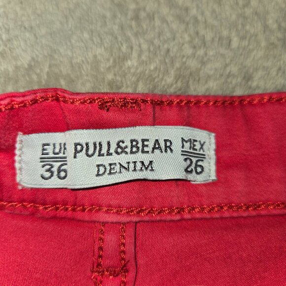 Pull & Bear Red Denim High-Waisted women's Shorts - Size 26 - Picture 4 of 8